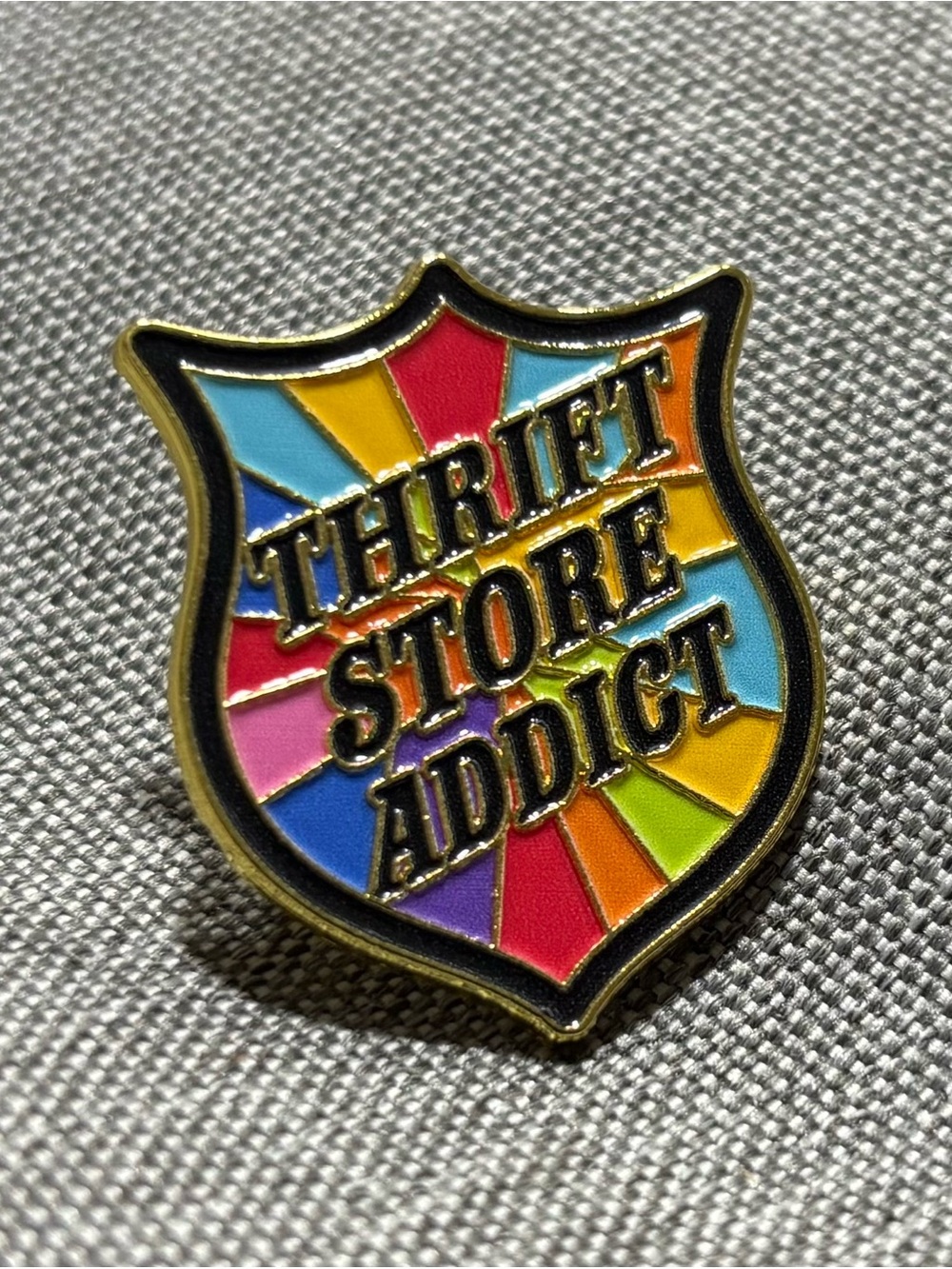 Thrift Store Addict Enamel Pin - Brand New